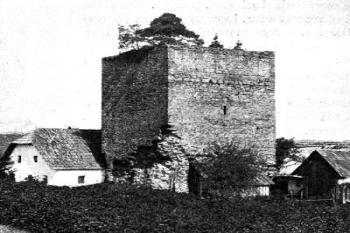 tvrz na historickém snímku z konce 19. století ( © Soupis památek historických a uměleckých v Království Českém XLII)