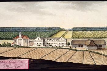 Zámek na obr. I.A.Venuta z r. 1797 (© Ing. Karel Kubín, 09/2017)