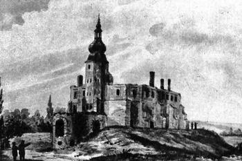 pohled od severozápadu na akvarelu z poloviny 19. století ( © T. Chrząński)