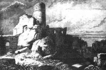 horní hrad ze západního předhradí ( © A.Schouppé, Kłosy 1867)