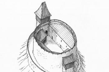 Hypotetická představa středověké podoby hradu (© Jan P. Štěpánek, 11/2006)