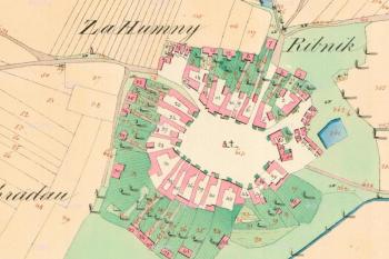 Dubčany na mapě z roku 1834. (© zdroj: http://archivnimapy.cuzk.cz)