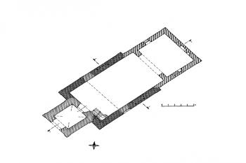 půdorys kostela (© Karel Kibic ml.: Z průzkumů kostelů na Čáslavsku, Památky středních Čech 16/2/2002, Státní památkový ústav středních Čech v Praze, Praha 2002)