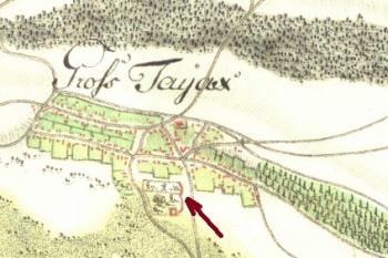 Zámek na I. vojenském (josefské) mapování - Morava, mapový list č.119 z l. 1764-1783. (© zdroj: http://oldmaps.geolab.cz)