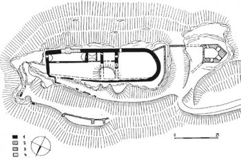Půdorys podle M. Plačka (© Jiří Čížek, 12/2008)