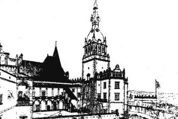 projekt na rekonstrukci hradu (H. Hendel, cca 1912) ( © Bohdan Guerquin: Zamki w Polsce, nakl. Arkady, Warszawa, 1984)
