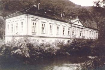 Budova zámku na fotografii z počátku století od neznámého autora (© zdroj: http://www.adamovaokoli.cz)