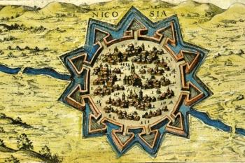 Nikósie v nových hradbách od jihu v roce 1597 ( © Giacomo Franco)