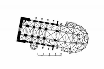 půdorys kostela ( © kol.: Umělecké památky Čech, část 2. [K/O], Academia, Praha 1978)