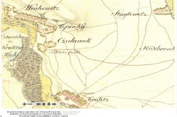 Pohled na mapu - 1.voj.mapování - josefské (http://oldmaps.geolab.cz)