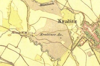 Hraza - mapa z 19.stol. a znázornění lokality ( © mapy.cz)