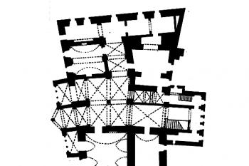 půdorys zámku (© Jacek Sawiński, Karta ewidencyjna zabytków architektury i budownictwa, Ośrodek dokumentacji zabytków w Warszawie, 1992 https://zabytek.pl/pl/obiekty/bobrow-palac/)