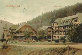Sanatorium na staré pohlednici kolem r. 1910. (© zdroj:http://dolnoslaskie.fotopolska.eu)