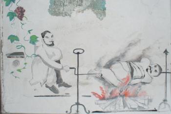 Zelená Hora - novodobá malba na zdi v jedné z místnosti zámku (© Pavel Jarý,  21.10.2007)