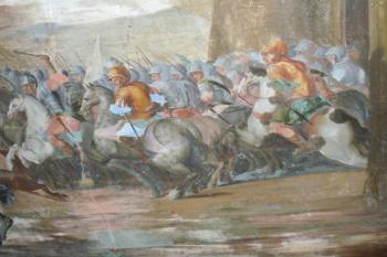 Zelená Hora - nejvýznamější zachovalá nástropní freska (výřez) v sále 2.patra (© Pavel Jarý, 21.10.2007)