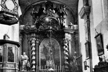 pohled do presbytáře, před r. 1930 (© Pavel Zany Komárek 11/2016)