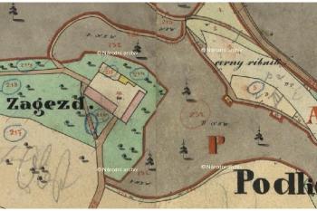 Dvůr na Císařském povinném otisku map stabilního katastru Čech (z r. 1842) (© zdroj: http://archivnimapy.cuzk.cz)