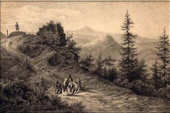hrad na rytině 1850. (© zdroj:http://www.zamkipolskie.com)