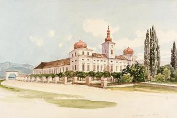 Kaštěl Teplička nad Váhom na obraze z 60. let 19. století (©  Thomas Ender - zdroj:https://cs.wikipedia.org)