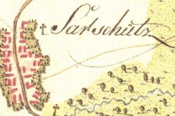 Záříčí na I. vojenském (josefském) mapování 2. pol. 18. stol. (zdroj:http://oldmaps.geolab.cz/map_viewer.pl?)