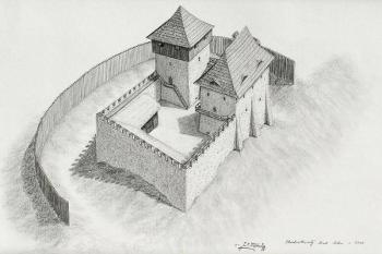 rekonstrukce Slezskoostravského hradu kolem r. 1300 ( © Jan P. Štěpánek)