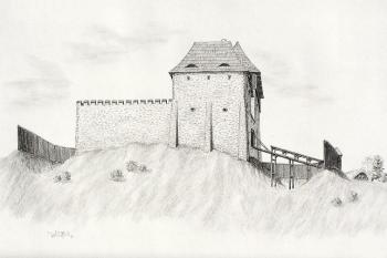 rekonstrukce Slezskoostravského hradu kolem r. 1300 ( © Jan P. Štěpánek)