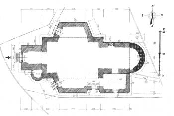 půdorys kostela (© Jan Štětina: Nové poznatky ke stavebnímu vývoji kostela sv. Bartoloměje ve Zborovicích, Ingredere hospes 1/2008, Kroměříž 2008)