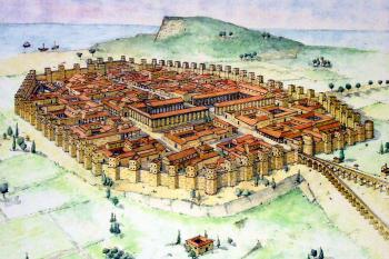 hypotetická rekonstrukce města Barcino od východu ( © web)