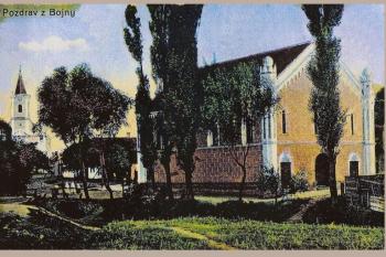 Synagoga na dobové pohlednici. 1. pol.20.stol. (© zdroj:http://www.bojna.sk)