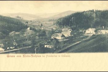 Malá Morávka na dobové pohlednici kolem r. 1900. ( © zdroj:http://www.fotohistorie.cz)