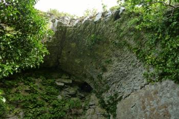 Klenba západní místnosti v prvním patře donjonu. Patrný je otisk rákosových rohoží použitých na bednění při stavbě klenby. (© Pavel Semple, 07/2017)