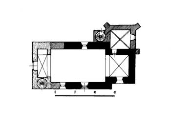 půdorys kostela (© kol.: Umělecké památky Čech, část 4. [T/Ž], Academia, Praha 1982)