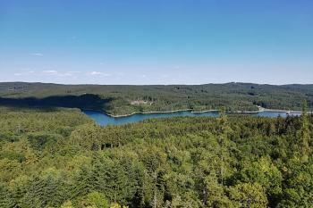 Landštejnská přehrada z hradní věže (© Simona Kidlesová, 08/2018)