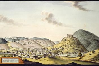 Hrad a zámek na obr. I.A.Venuta z roku 1792 (© Ing. Karel Kubín, 09/2017)