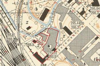 Areál vyznačený na topografické mapě z roku 1952 ( © ČÚZK)
