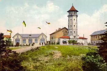 dobová pohlednice vrcholu Klínovce ( © anon.)