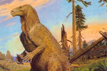 Iguanodon bernissartensis (© obraz Zdeňka Buriana (foto: J. Skořepa - Grafiatisk s.p., Děčín))