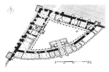 půdorys přízemí zámku ( © Hrady českého Slezska, Archeologický ústav AV ČR, Brno 2000)