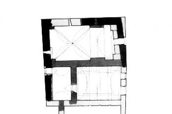 půdorys přízemí zámku (© Tomáš Karel, Vilém Knoll: Zámek v Kopaninách u Aše - zbořený, nezbořený, Dějiny staveb 2009, Klub Augusta Sedláčka se Sdružením pro stavebněhistorický průzkum, Plzeň 2010)