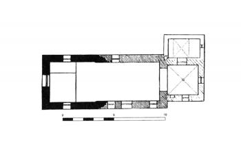 půdorys kostela (© Pavel Šafránek, Přemysl Reibl: Sakrální stavby okresu Blansko, Muzeum Boskovicka, Adamov 1998)