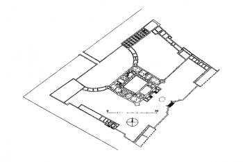 celková situace areálu (© B. Samek: Umělecké památky Moravy a Slezska, část 2. [J/N], Academia, Praha 1999)