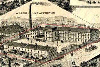 Stylizovaný ideální pohled na Málkovice ve výřezu reklamního prospektu z roku 1909 (© soukromý archiv)