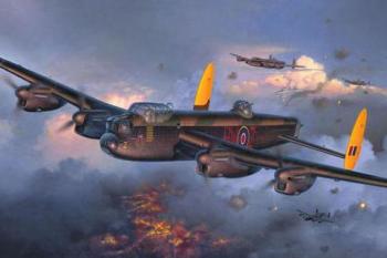 Britský bombardér Avro Lancaster I/III na ideální kresbě (Wikipedie)