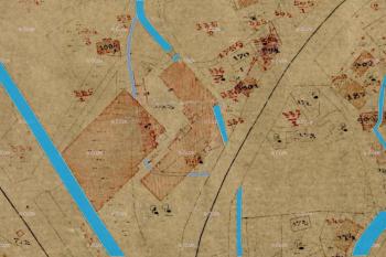 Vyznačení Munkovic na katastrální mapě zachycující stav v 90. letech 19. století (© ČÚZK)
