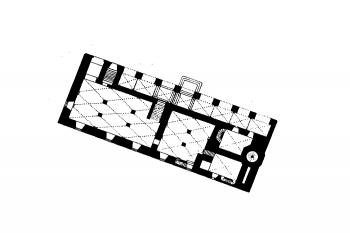 půdorys přízemí (© Nottbeck, Eugen von; Neumann, Wilhelm: Geschichte und Kunstdenkmäler der Stadt Reval (Band 2): Die Kunstdenkmäler der Stadt — Reval: Kluge, 1904)