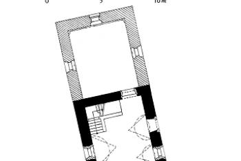 půdorys přízemí tvrze (© J. Anderle, J. Škabrada K. Nováček a P. Chotěbor (in kol.: Encyklopedie českých tvrzí, III. díl [S-Ž], ARGO, Praha 2005))