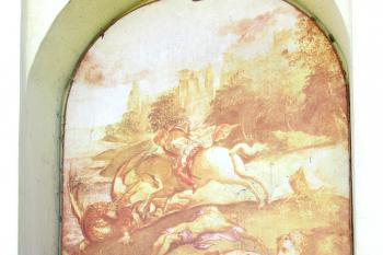Výklenková kaplička sv. Jiří v Mimoňské ulici v Zákupech (© Pavel Vítek 9/2019)