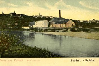 Pohled na tovární část podzámeckého areálu kolem roku 1901 (© SOkA Frýdek-Místek)