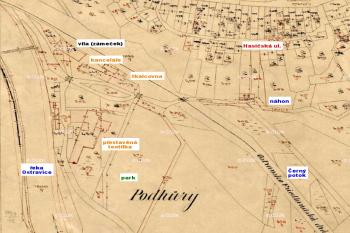Zachycená situace z doby po roce 1903 (včetně pozdějších revizí) (© ČÚZK)