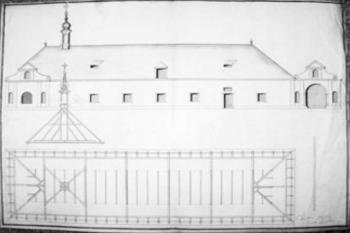 podoba špitálu v 18. stol. (© SBORNÍK Státního okresního archivu Přerov. 2007)